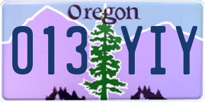 OR license plate 013YIY