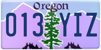 OR license plate 013YIZ