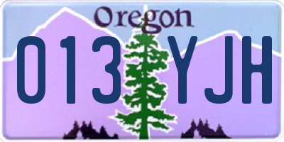 OR license plate 013YJH