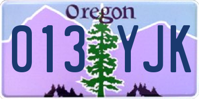OR license plate 013YJK