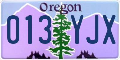 OR license plate 013YJX