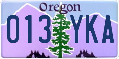 OR license plate 013YKA