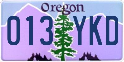 OR license plate 013YKD