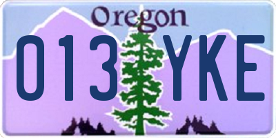 OR license plate 013YKE