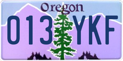 OR license plate 013YKF