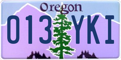 OR license plate 013YKI