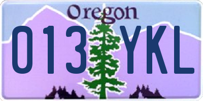 OR license plate 013YKL