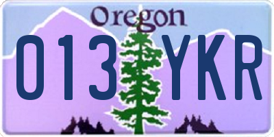 OR license plate 013YKR