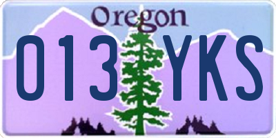 OR license plate 013YKS