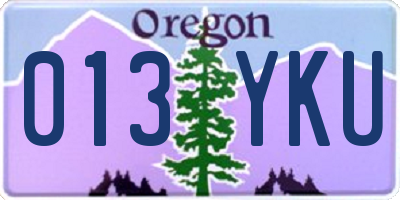 OR license plate 013YKU