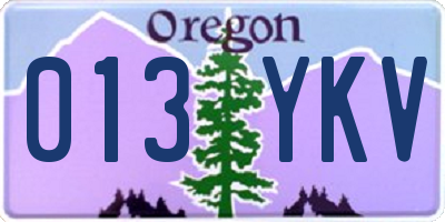 OR license plate 013YKV