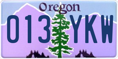 OR license plate 013YKW