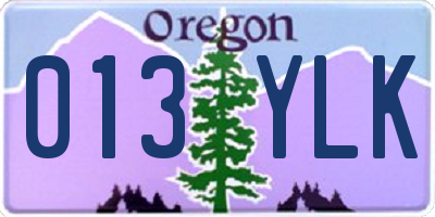 OR license plate 013YLK