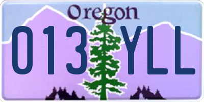 OR license plate 013YLL