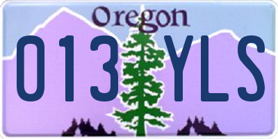 OR license plate 013YLS