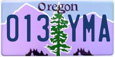 OR license plate 013YMA