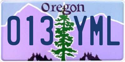 OR license plate 013YML