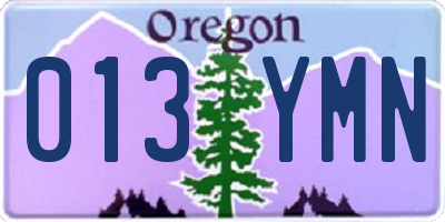OR license plate 013YMN