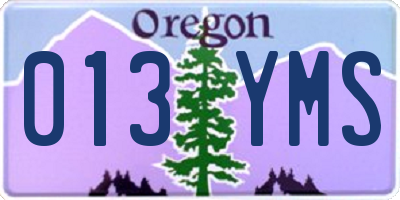 OR license plate 013YMS