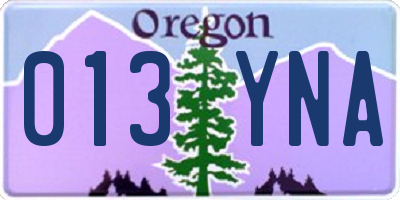 OR license plate 013YNA