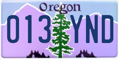 OR license plate 013YND