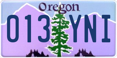 OR license plate 013YNI