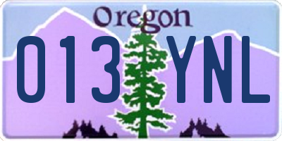 OR license plate 013YNL