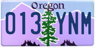 OR license plate 013YNM