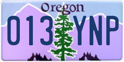 OR license plate 013YNP