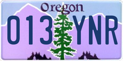 OR license plate 013YNR