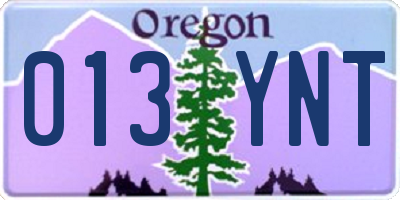 OR license plate 013YNT