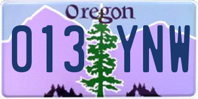 OR license plate 013YNW