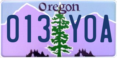 OR license plate 013YOA