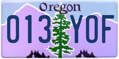 OR license plate 013YOF