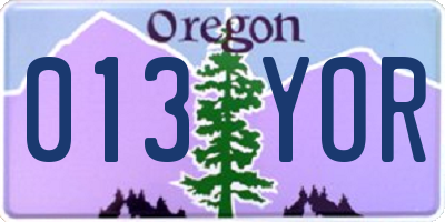 OR license plate 013YOR