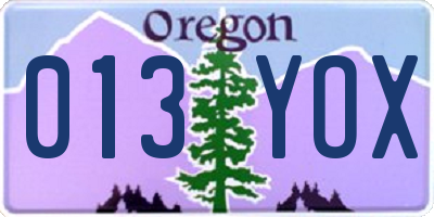 OR license plate 013YOX