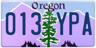 OR license plate 013YPA