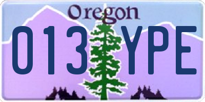 OR license plate 013YPE