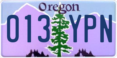 OR license plate 013YPN