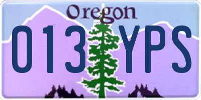 OR license plate 013YPS