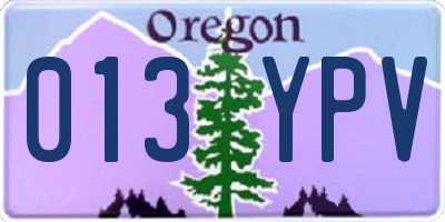 OR license plate 013YPV