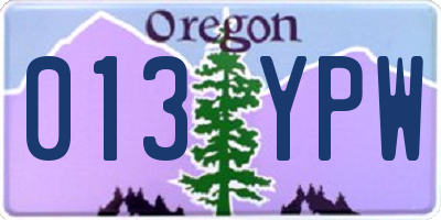 OR license plate 013YPW