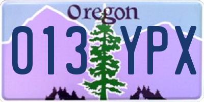 OR license plate 013YPX