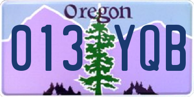 OR license plate 013YQB
