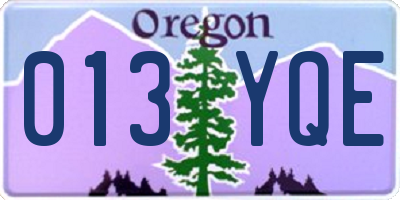 OR license plate 013YQE