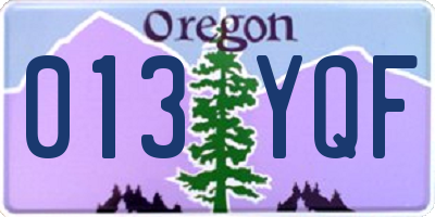 OR license plate 013YQF