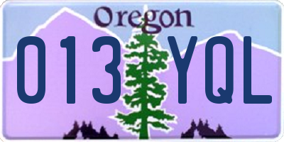 OR license plate 013YQL