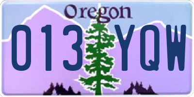 OR license plate 013YQW