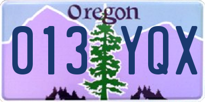OR license plate 013YQX