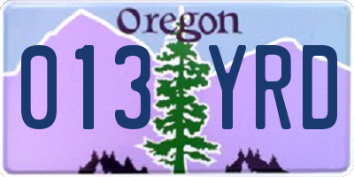 OR license plate 013YRD